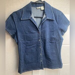 Denim short sleeve button up